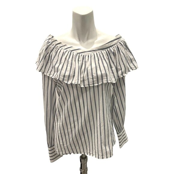 Paige Halsey One-shoulder striped blouse Papyrus China Blue white - Size XS - Picture 7 of 9